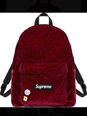 Supreme Red Leopard Velvet Backpack